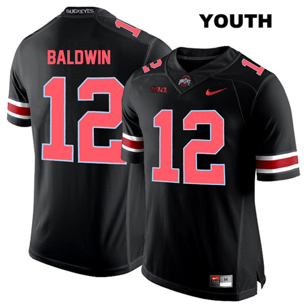 Ohio State Buckeyes Youth Matthew Baldwin #12 Red Number Black Authentic Nike College NCAA Stitched Football Jersey OB19Z06YM
